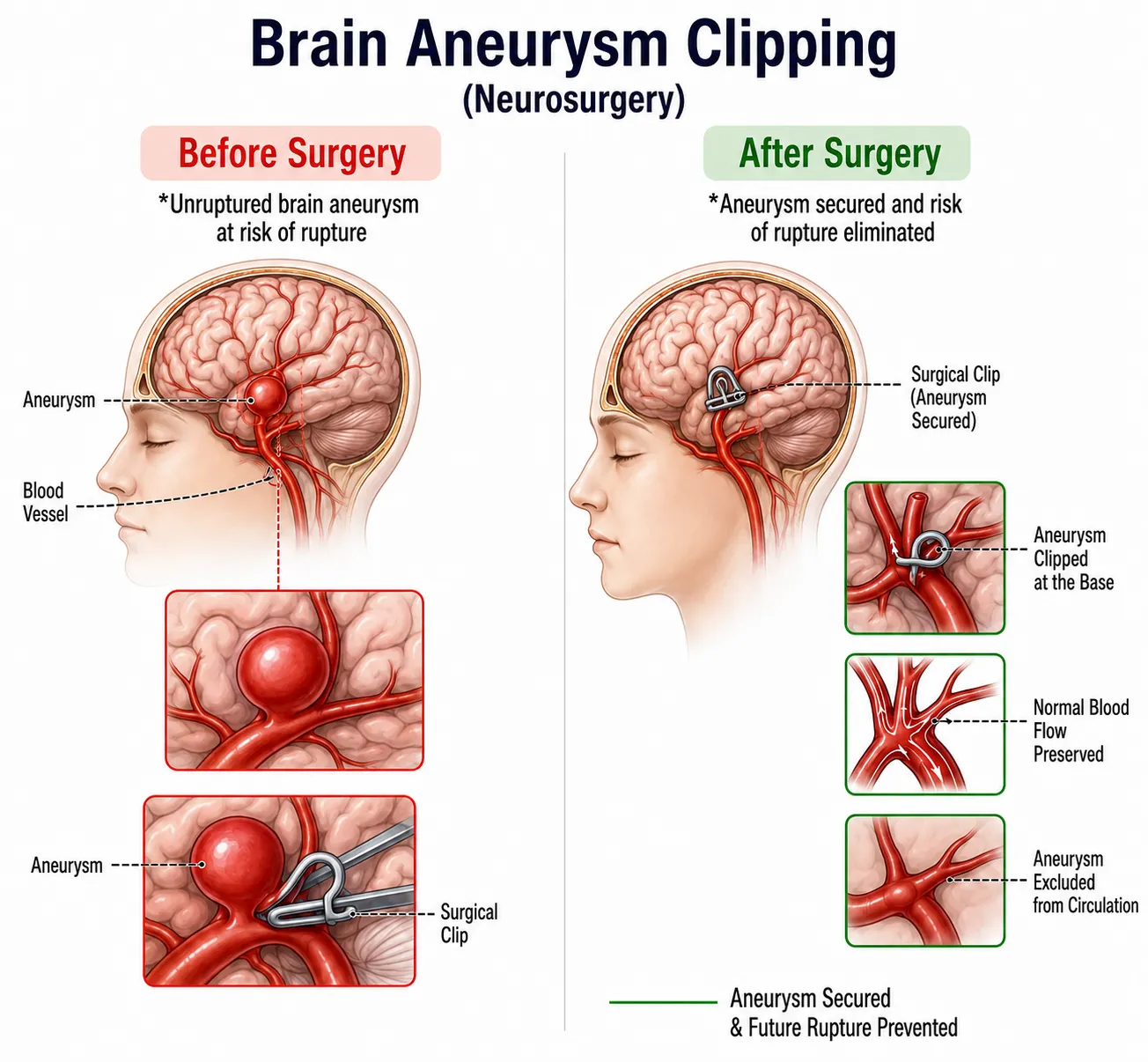 Brain Aneurysm Clipping — anatomy diagram